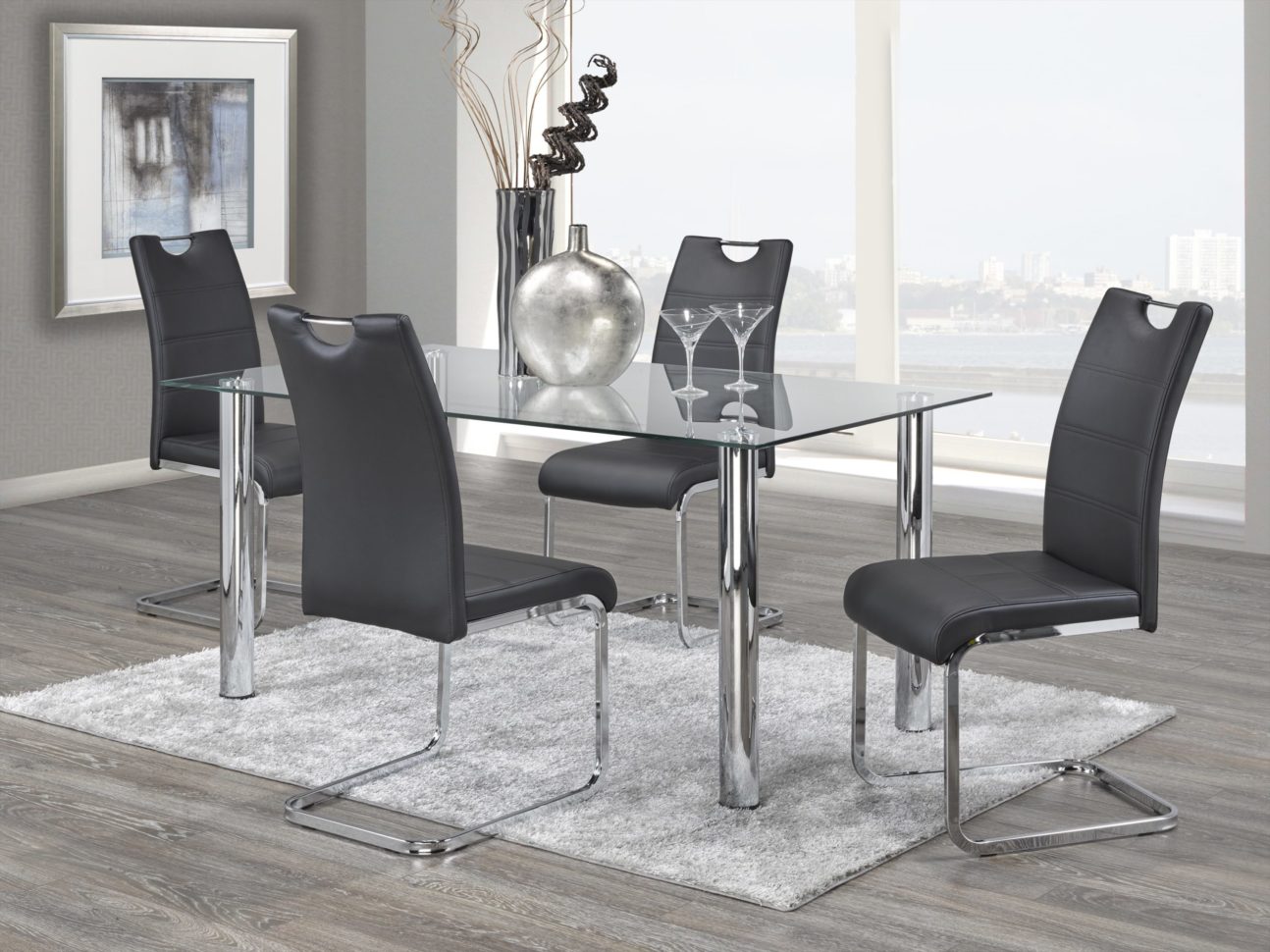 Modern Chrome and Black Dining Room