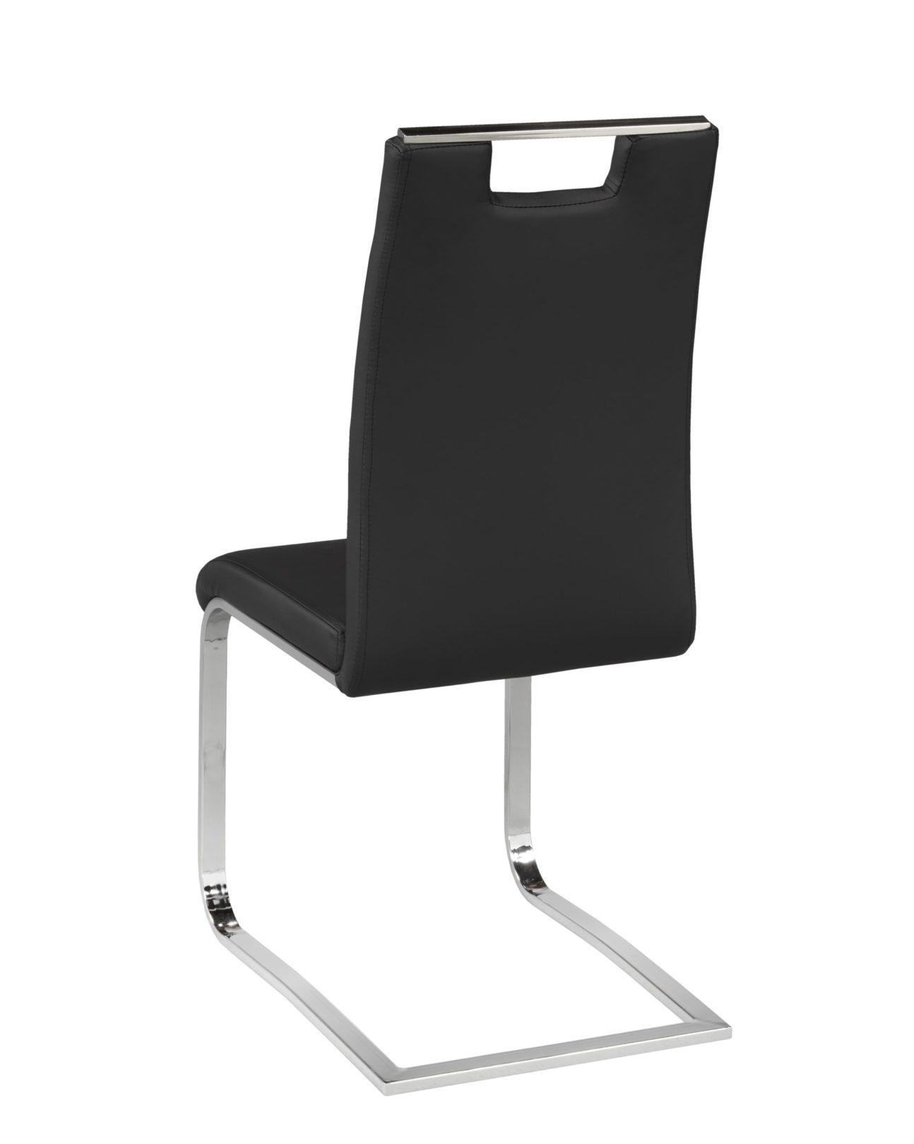 Modern Black & Chrome Top Dining Chair - Image 2