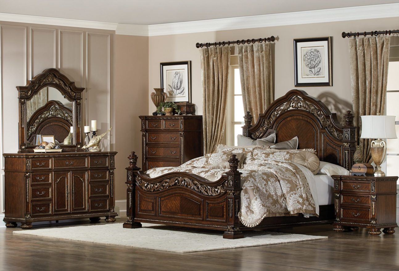 Traditional Dark Cherry Bedroom