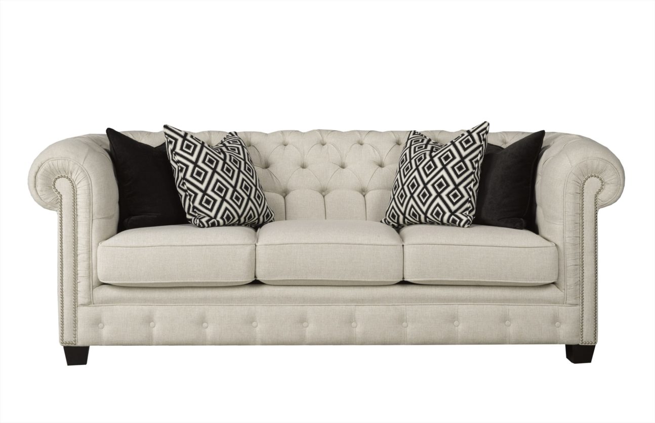 Transitional Tufted Light Beige Living Room