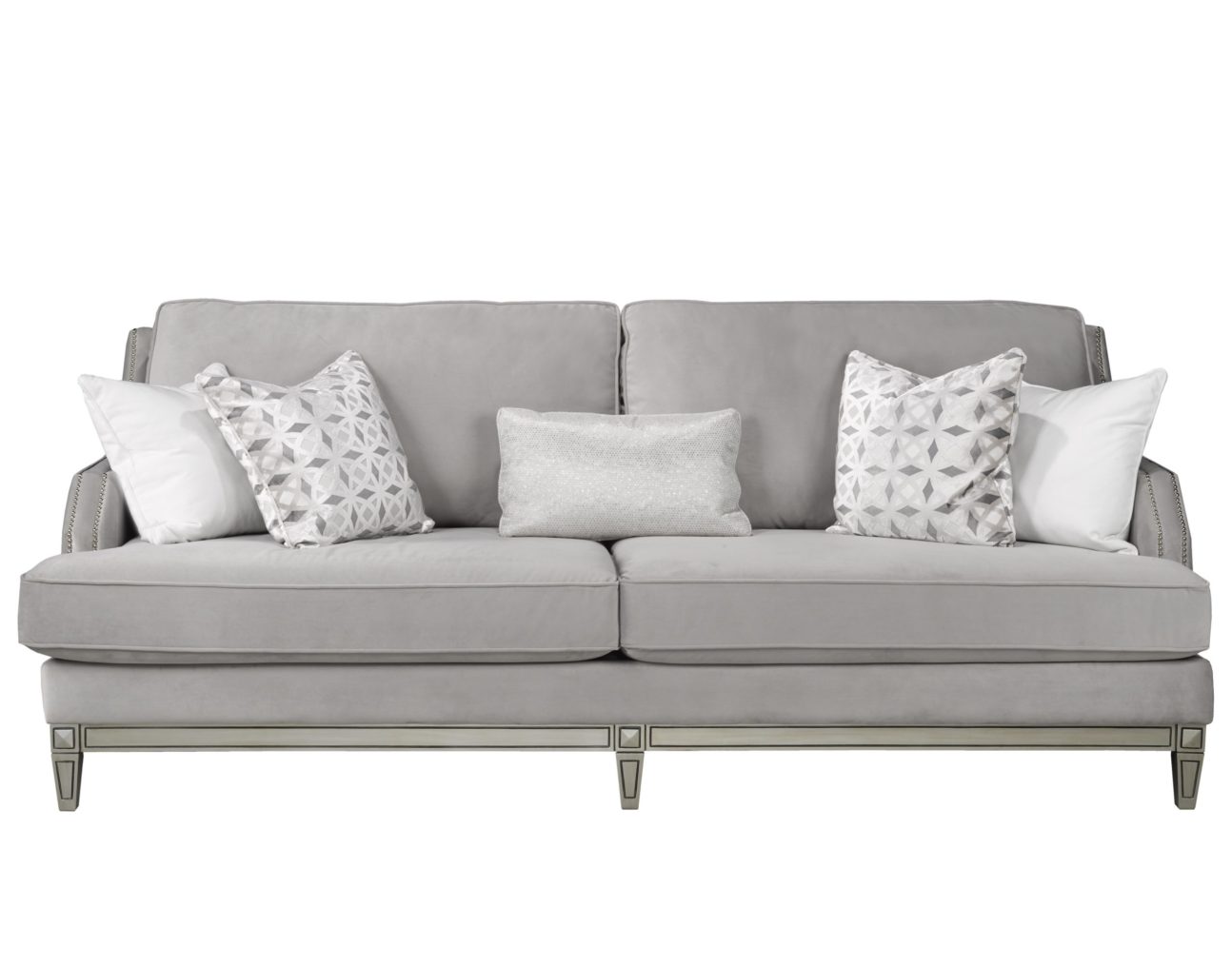 Transitional Antique Pewter Framed Living Room
