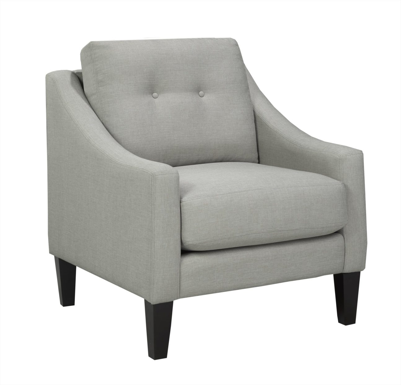 Contemporary Buttoned Grey Accent Chair