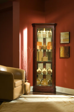 Etched Glass Cherry Corner Curio