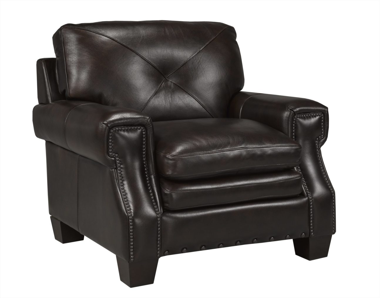 Transitional Dark Brown Leather Living Room - Image 5