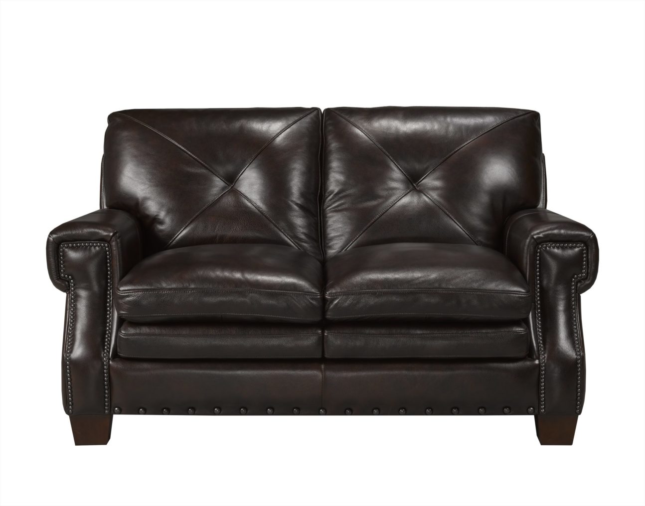 Transitional Dark Brown Leather Living Room - Image 3