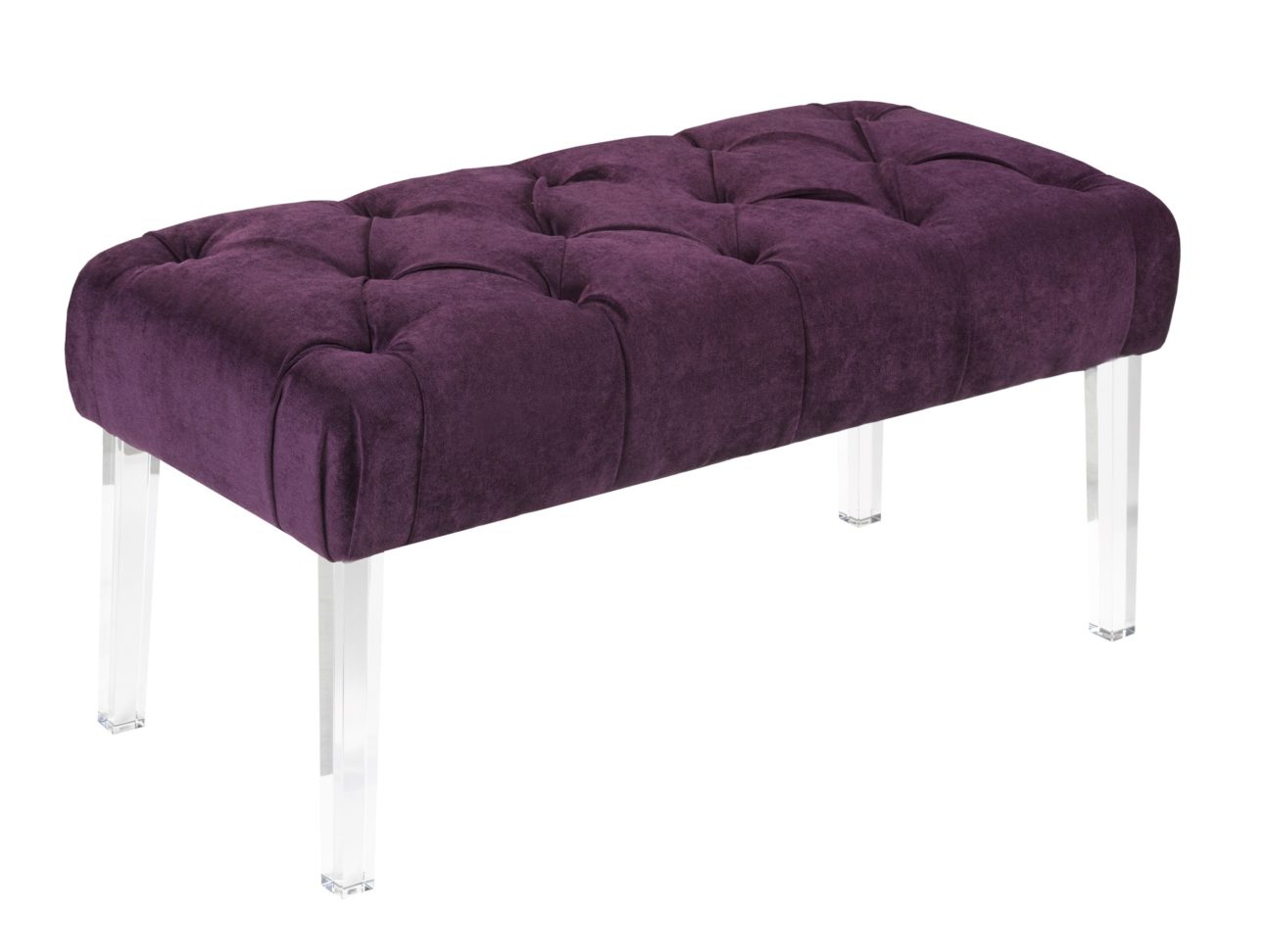 Transitional Plum Velvet Bench