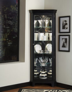 Etched Glass Black Corner Curio