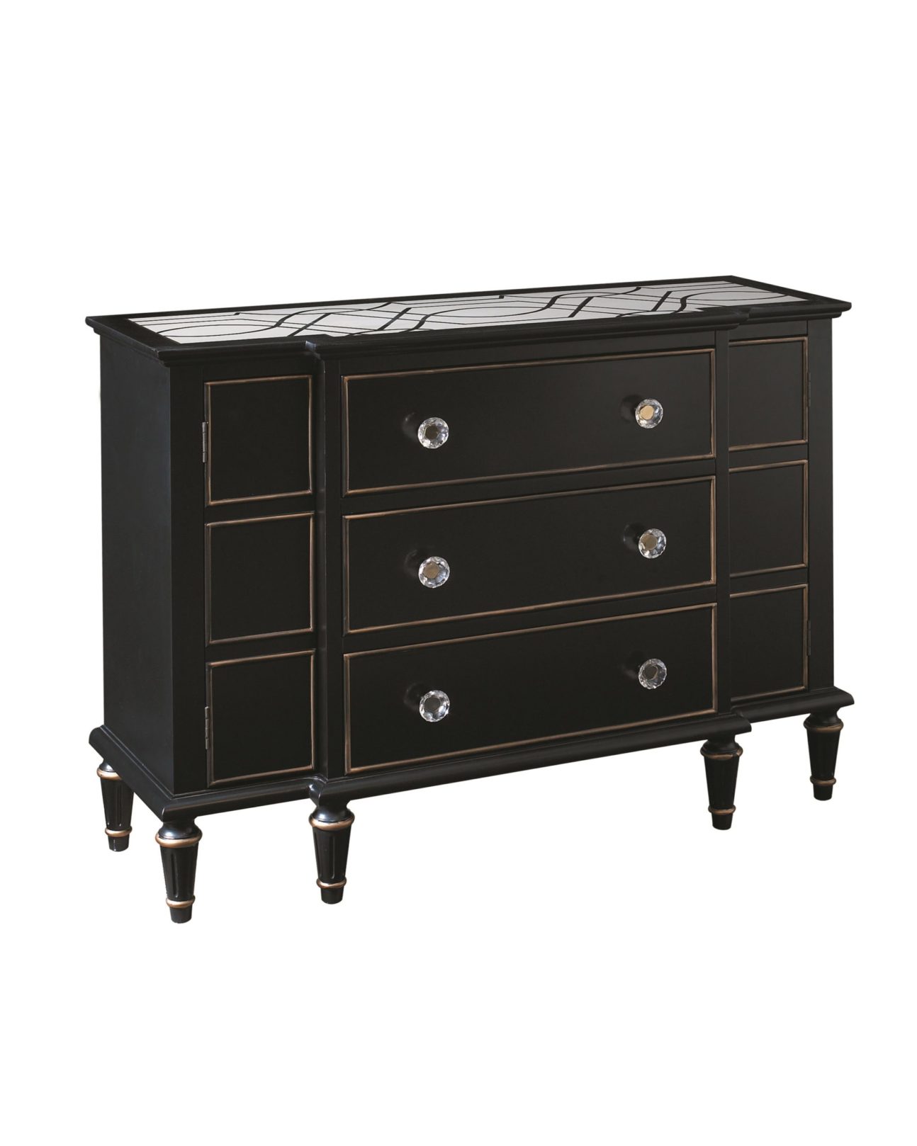 Transitional Black Breakfront Accent Chest