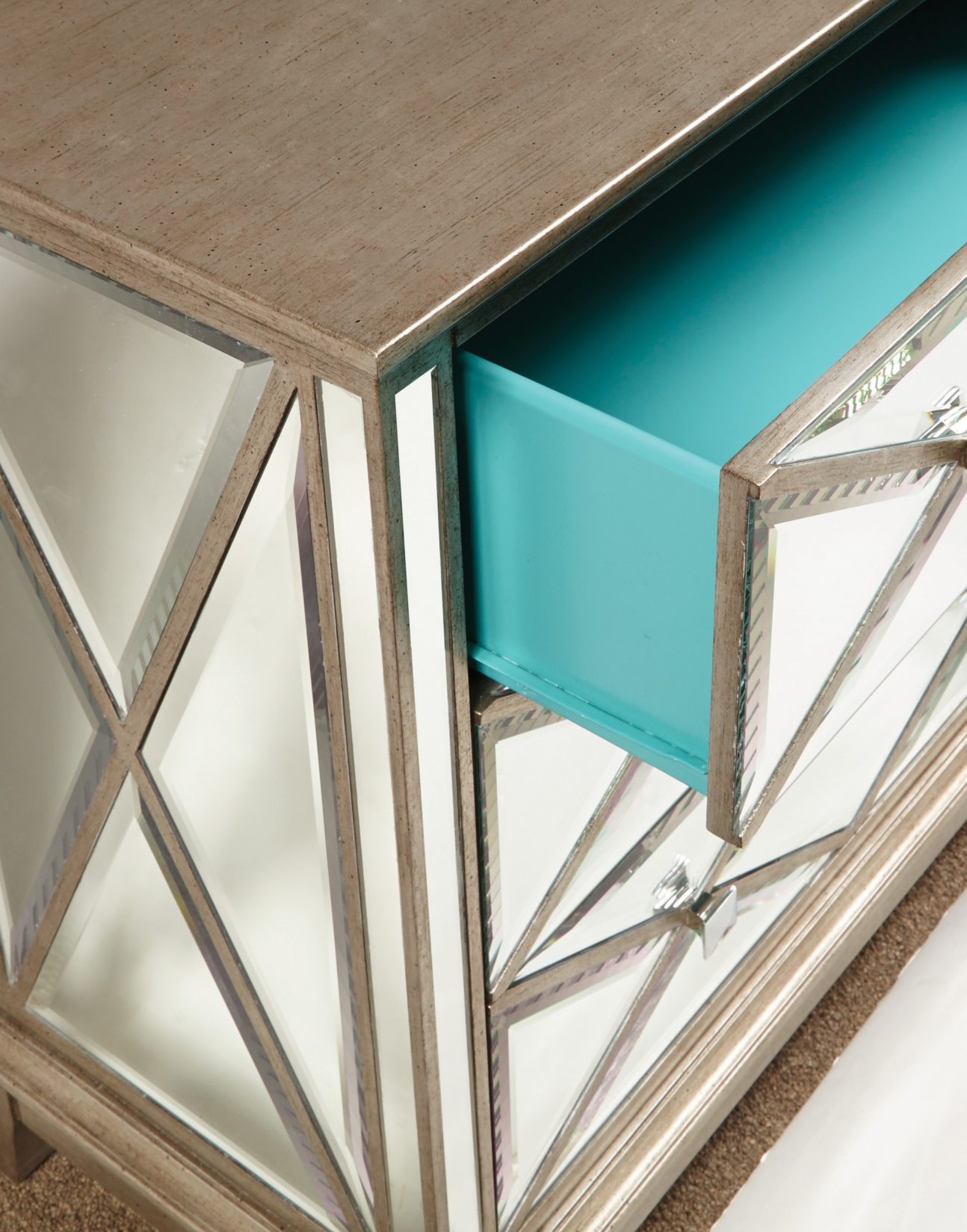 Art Deco Mirrored Brushed Gold Accent Chest - Image 2