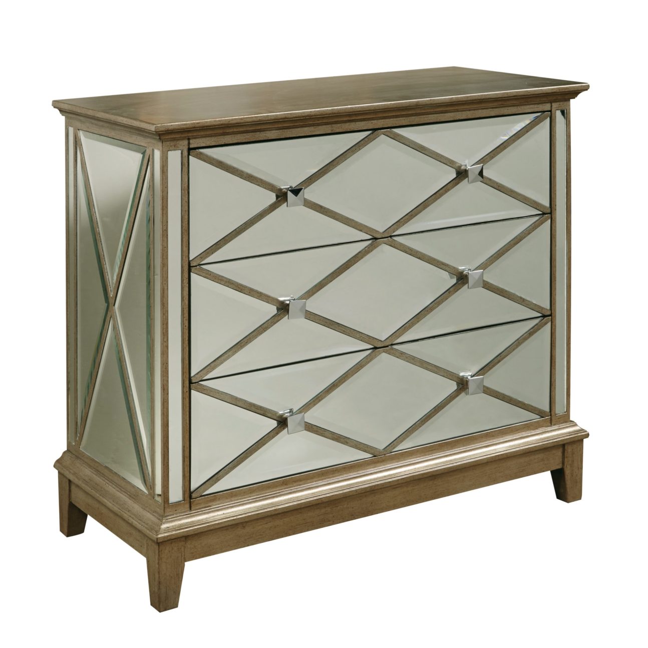 Art Deco Mirrored Brushed Gold Accent Chest