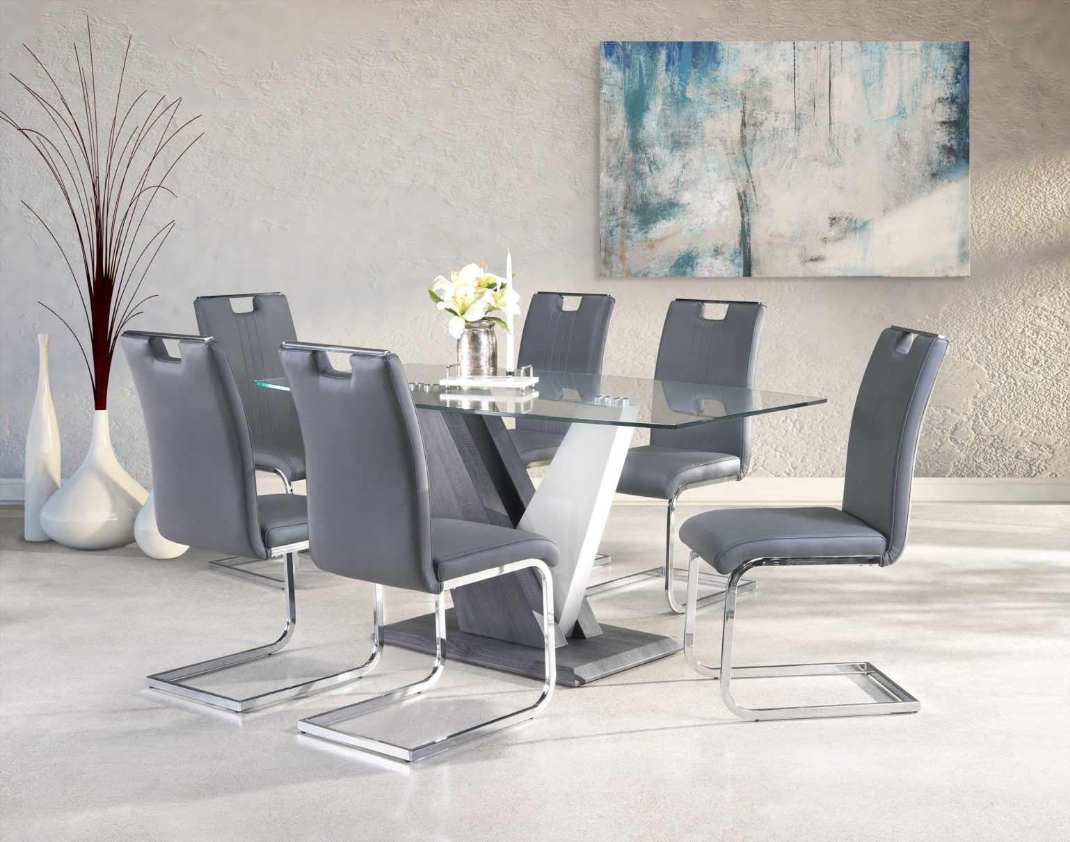 Vesta Dining Room - White & Grey - Arrow Furniture
