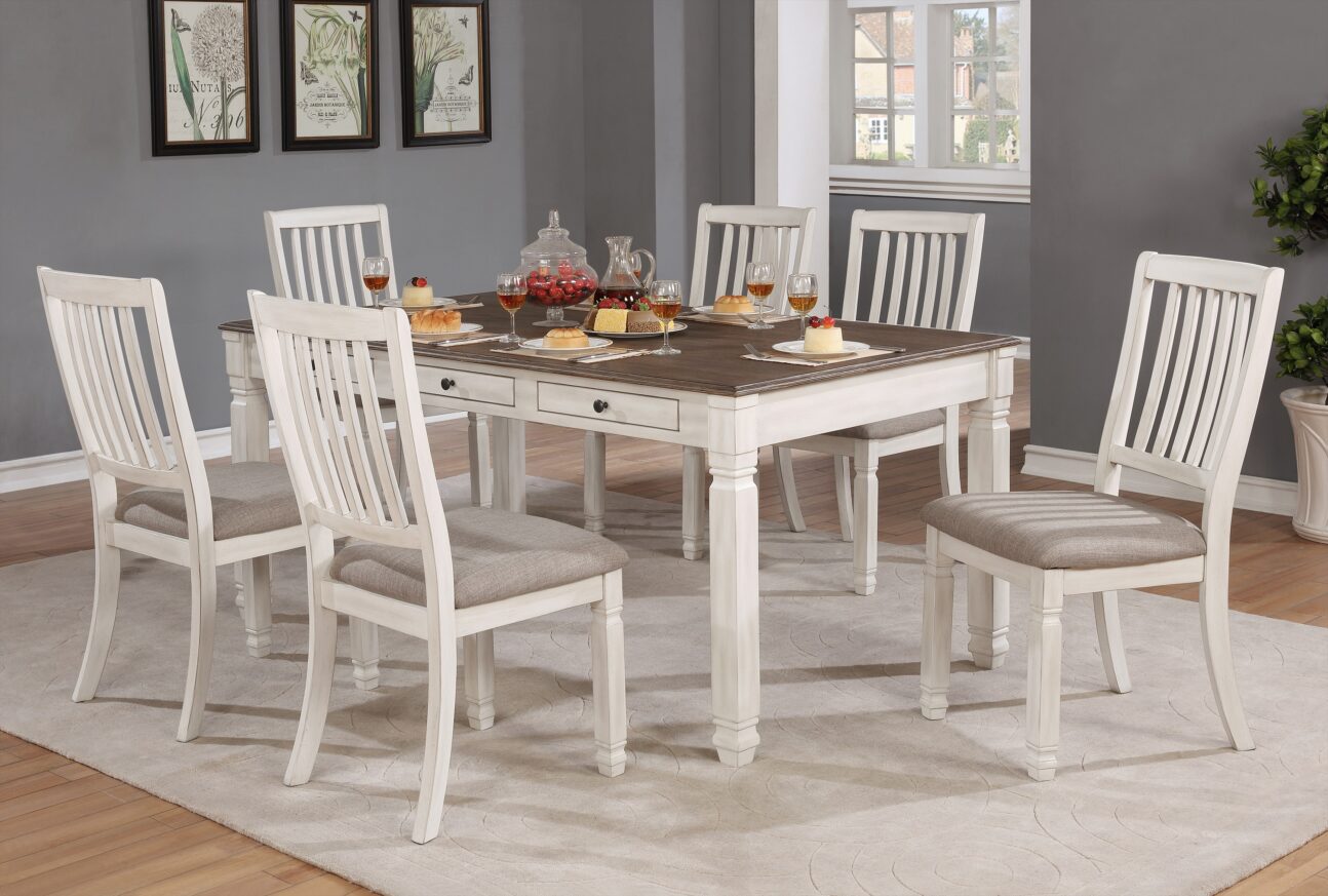 Rustic Oak and Antique White Dining Room