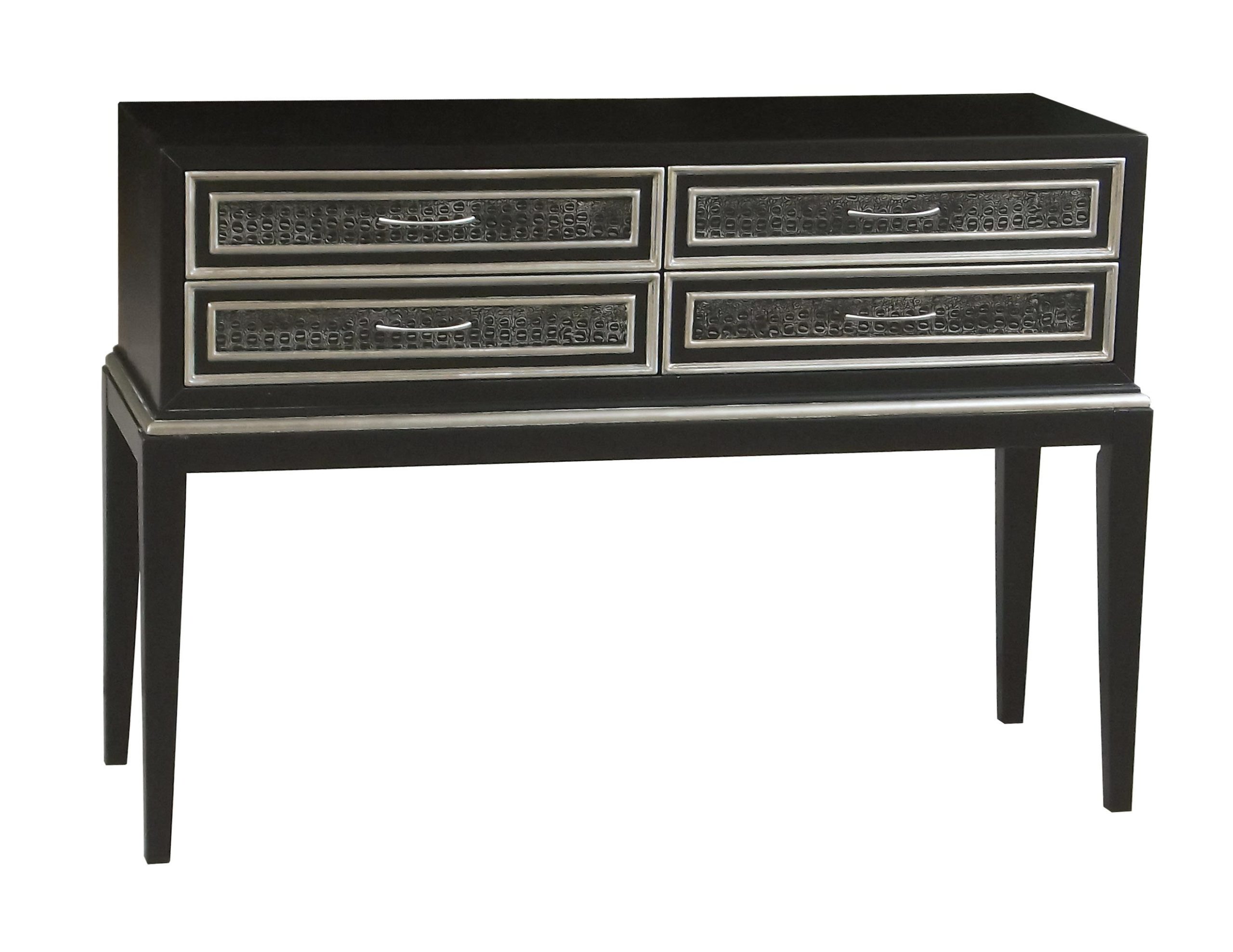 Retro Black Faux Croc Console