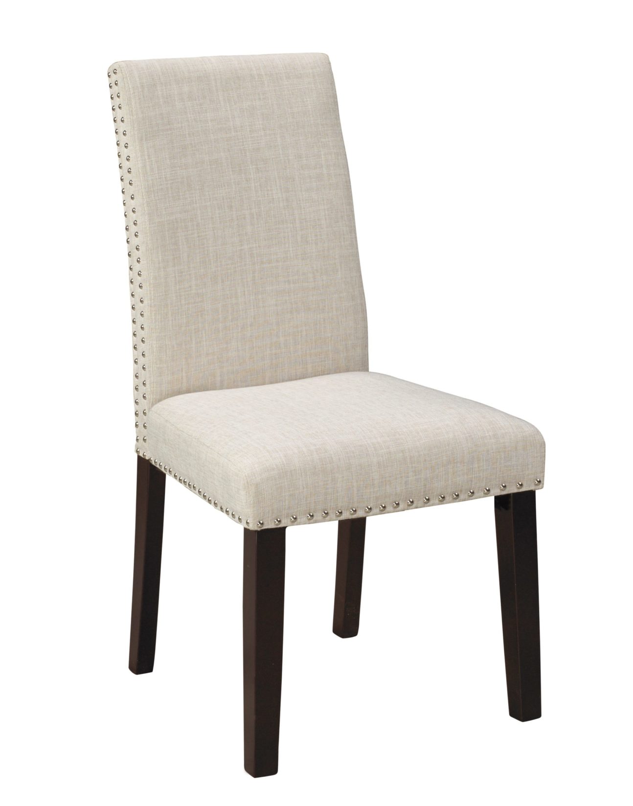Transitional Studded Beige Dining Chair