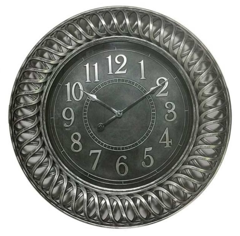 Antique Silver Wall Clock Arrow Furniture