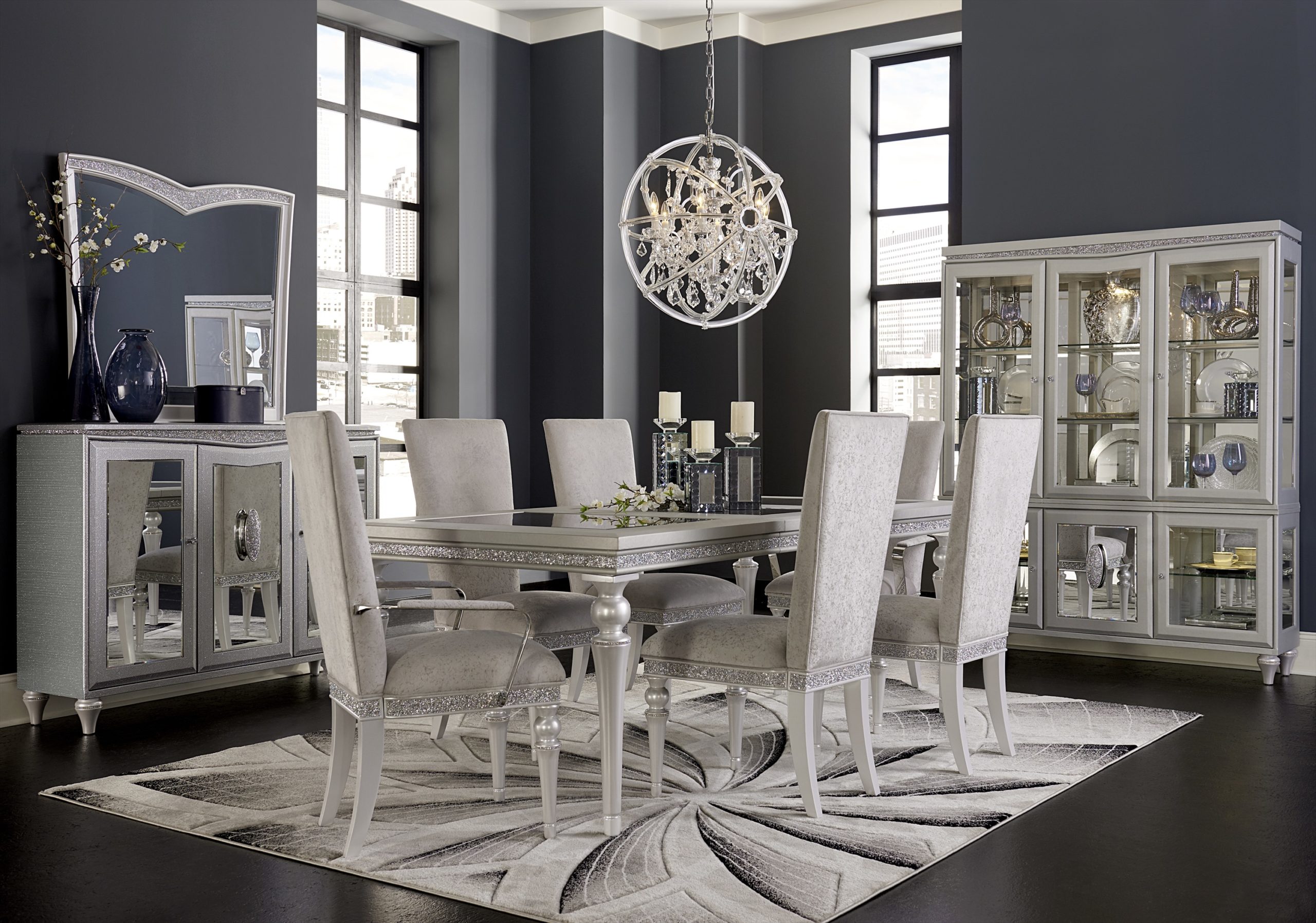 White And Silver Dining Room Table