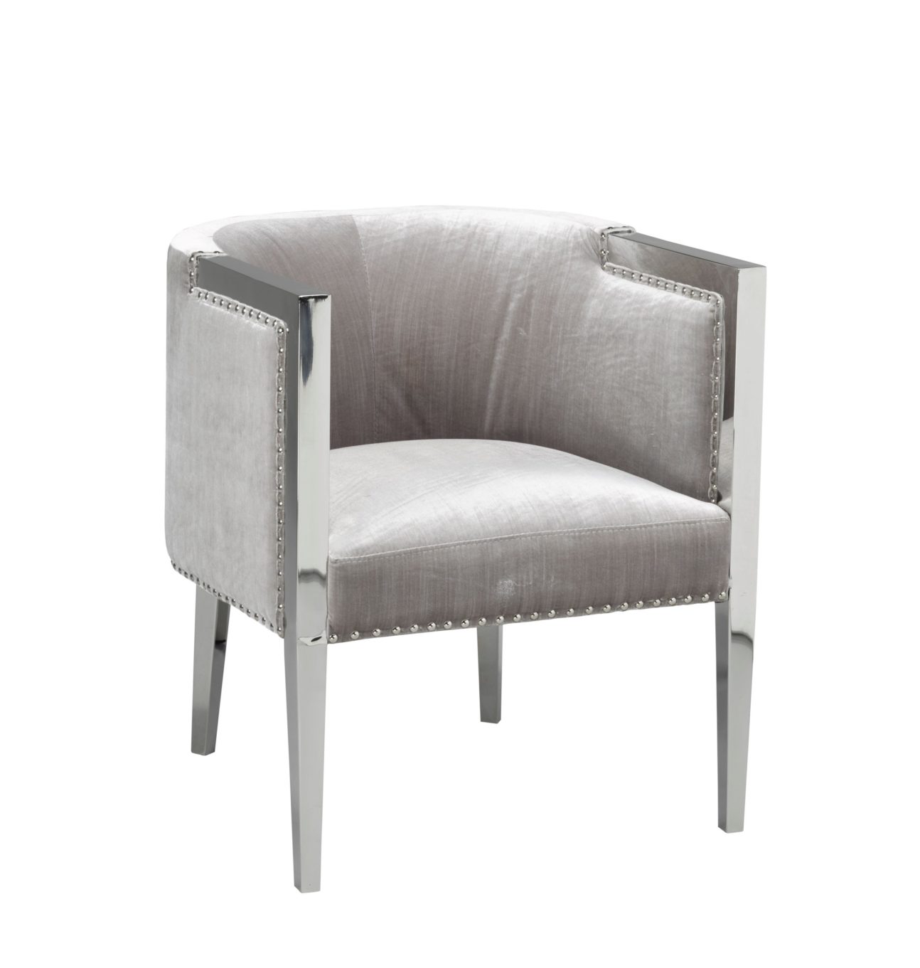 Art Deco Grey and Chrome Accent Chair