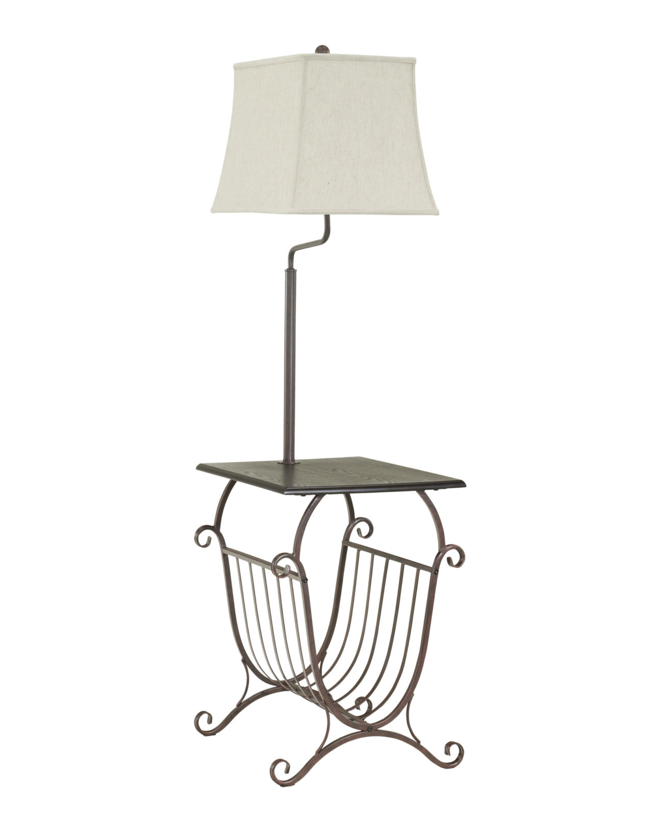 Vintage Lamp, End Table, Magazine Rack Combo