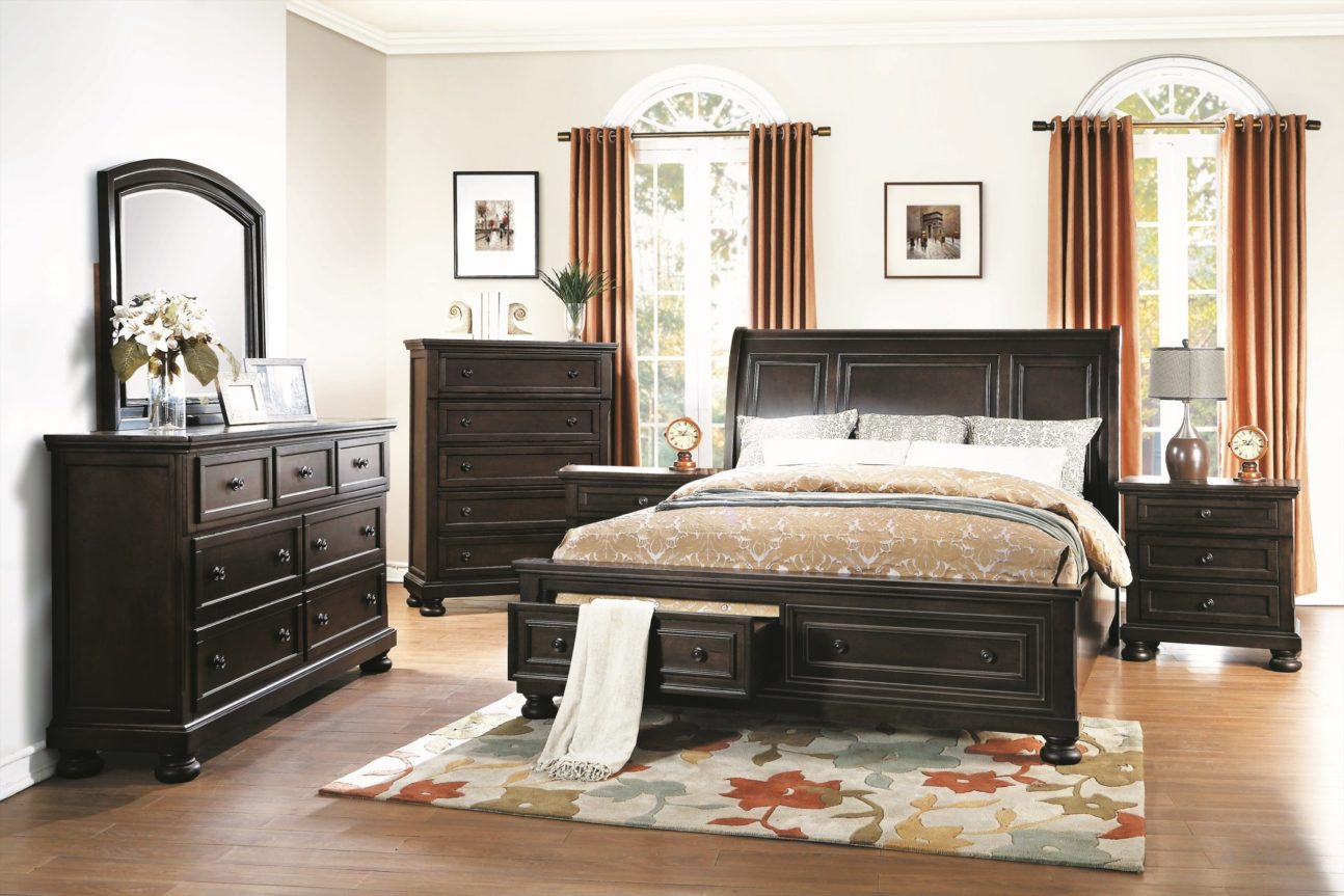 TRANSITIONAL GREY-BROWN BEDROOM