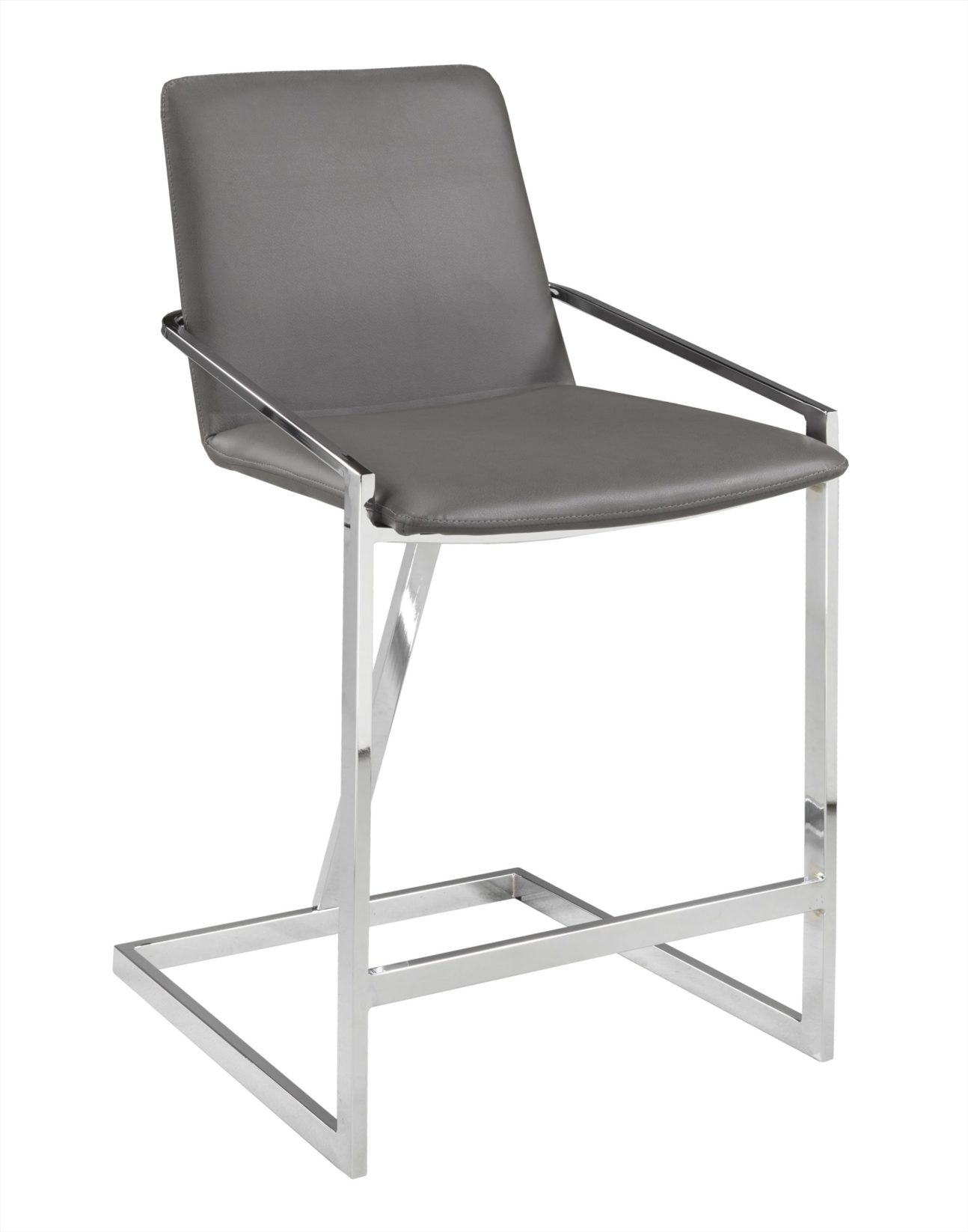 Modern Grey and Chrome Counter Chair