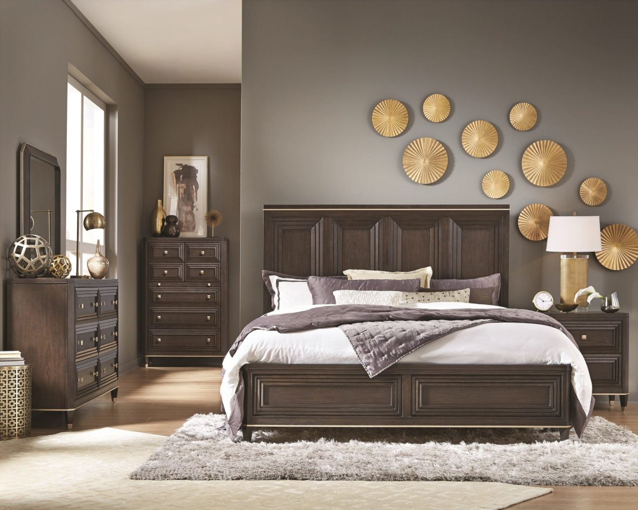 TRANSITIONAL SABLE AND GOLD BEDROOM
