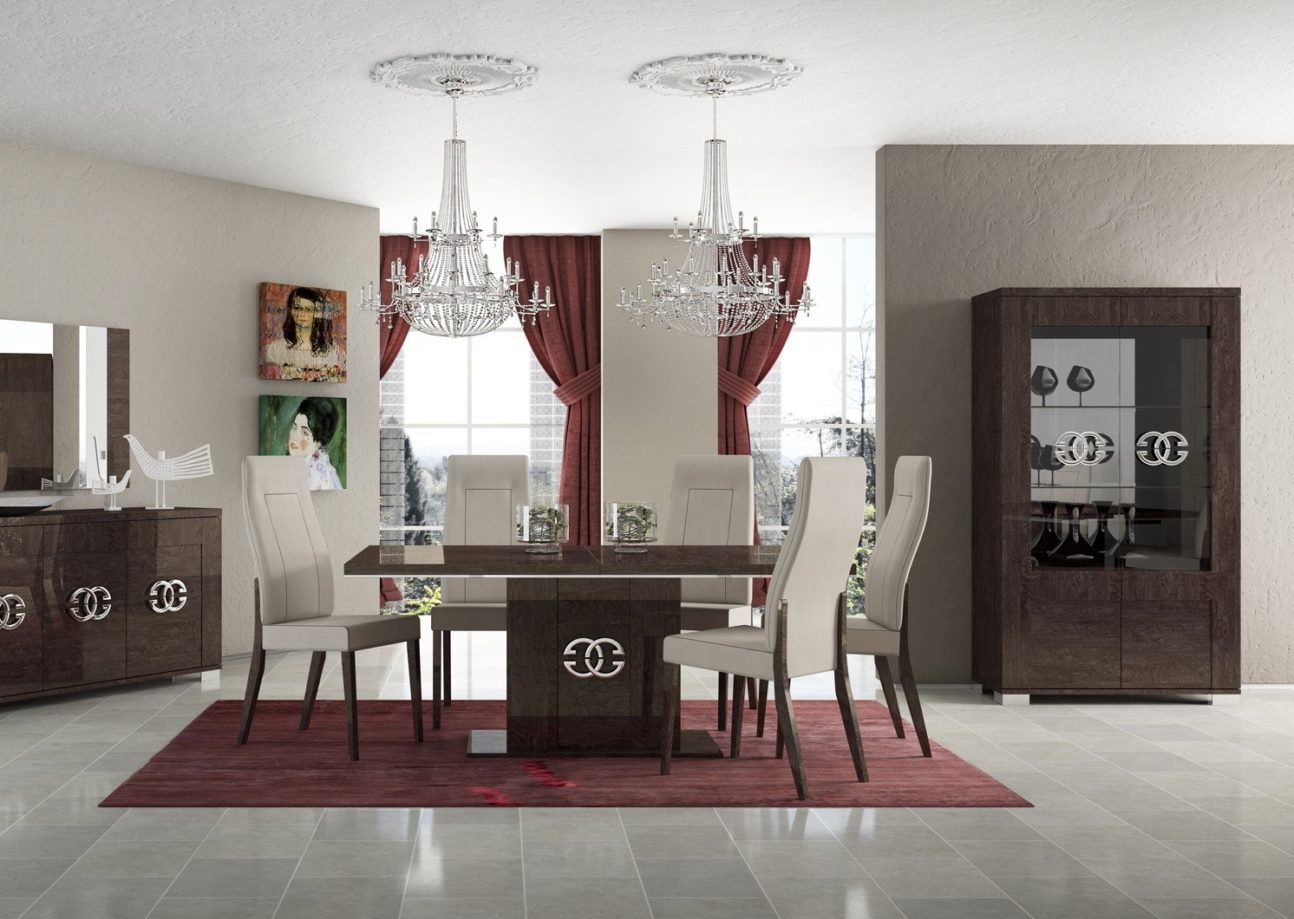 CONTEMPORARY BROWN LACQUER DINING ROOM - MADE IN ITALY!