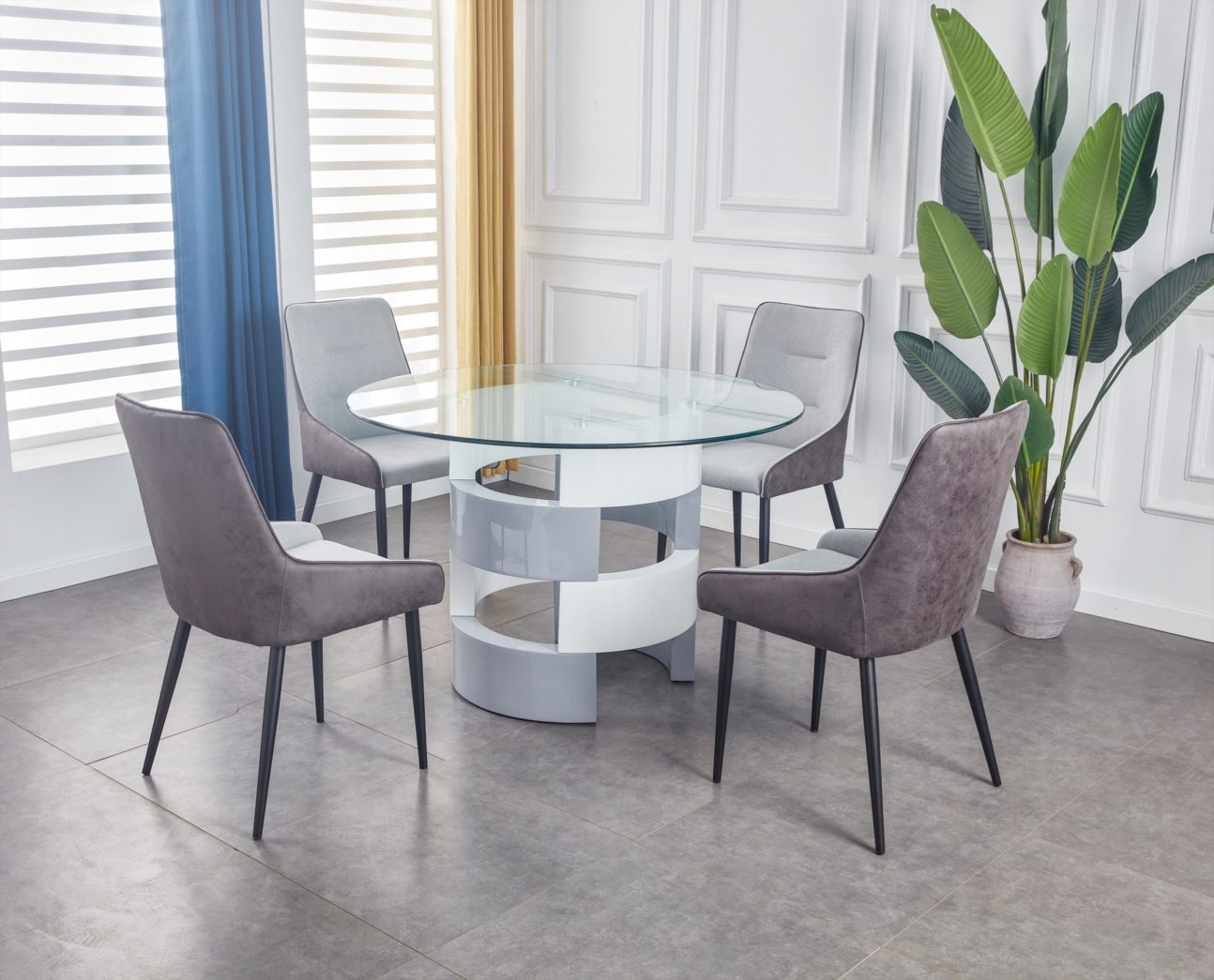 MODERN GREY AND WHITE LAQUER Dining Room