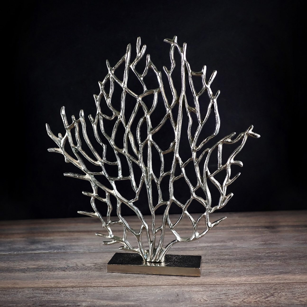 SILVER METAL CORAL SCULPTURE