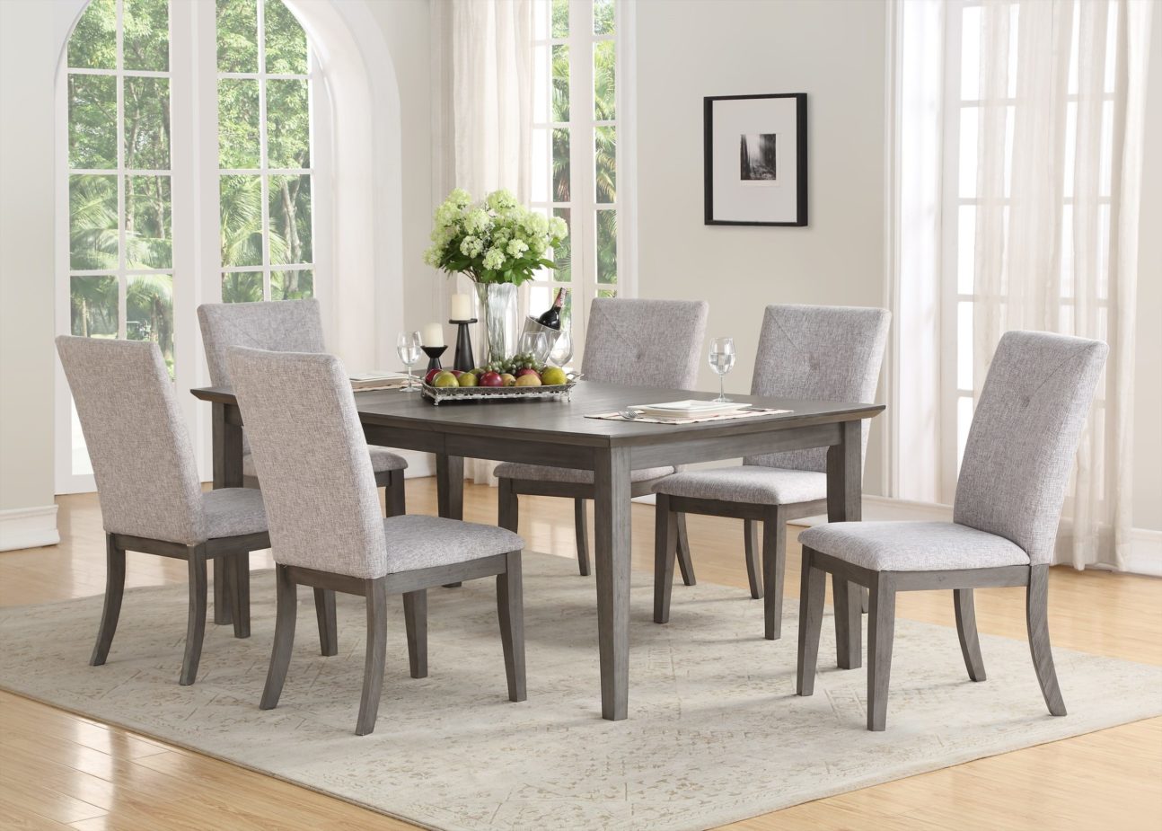 7 Pc Package: Dining Table and 6 Side Chairs