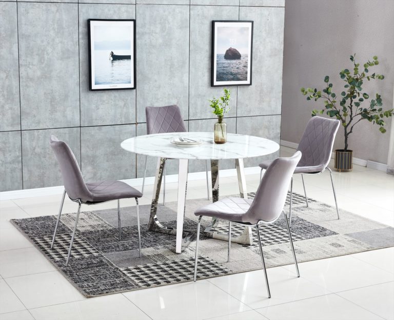 Modern Marble Glass and Chrome Dining Room Arrow Furniture