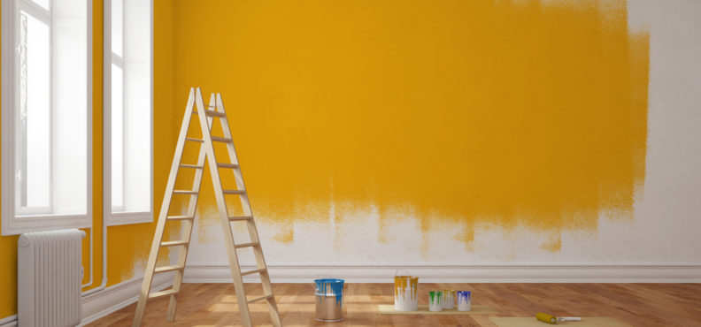 bedroom with yellow paint on the wall