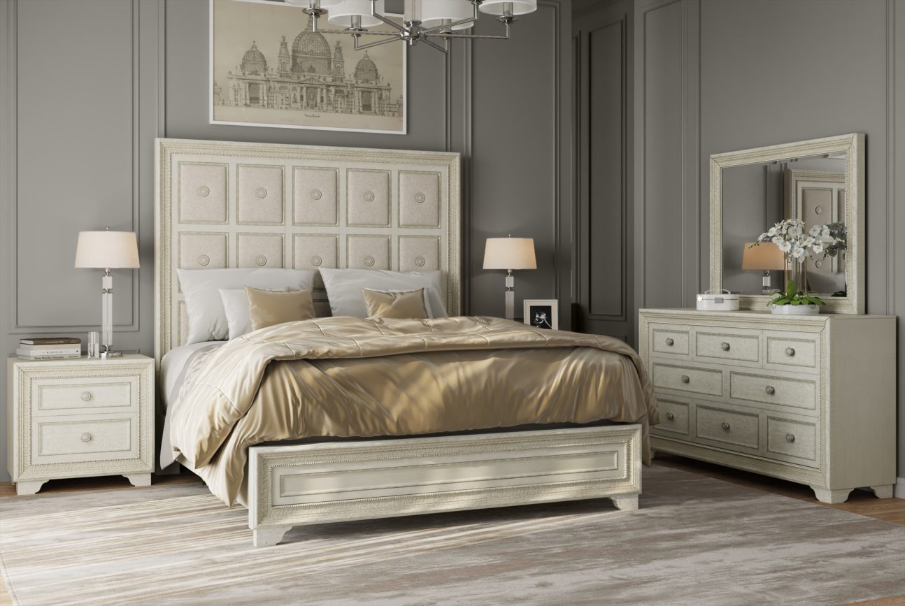 Traditional Champagne Silver Bedroom