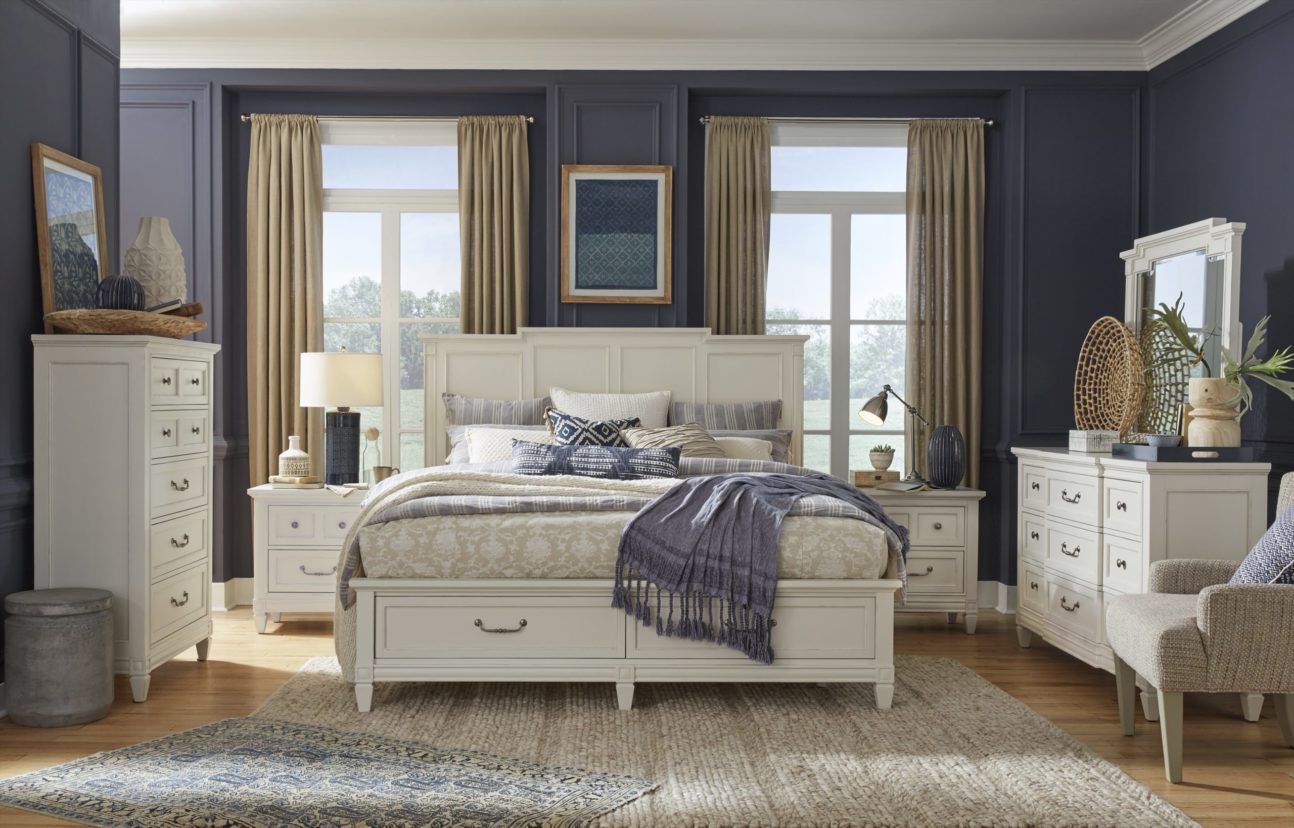 Transitional Egg Shell White Bedroom