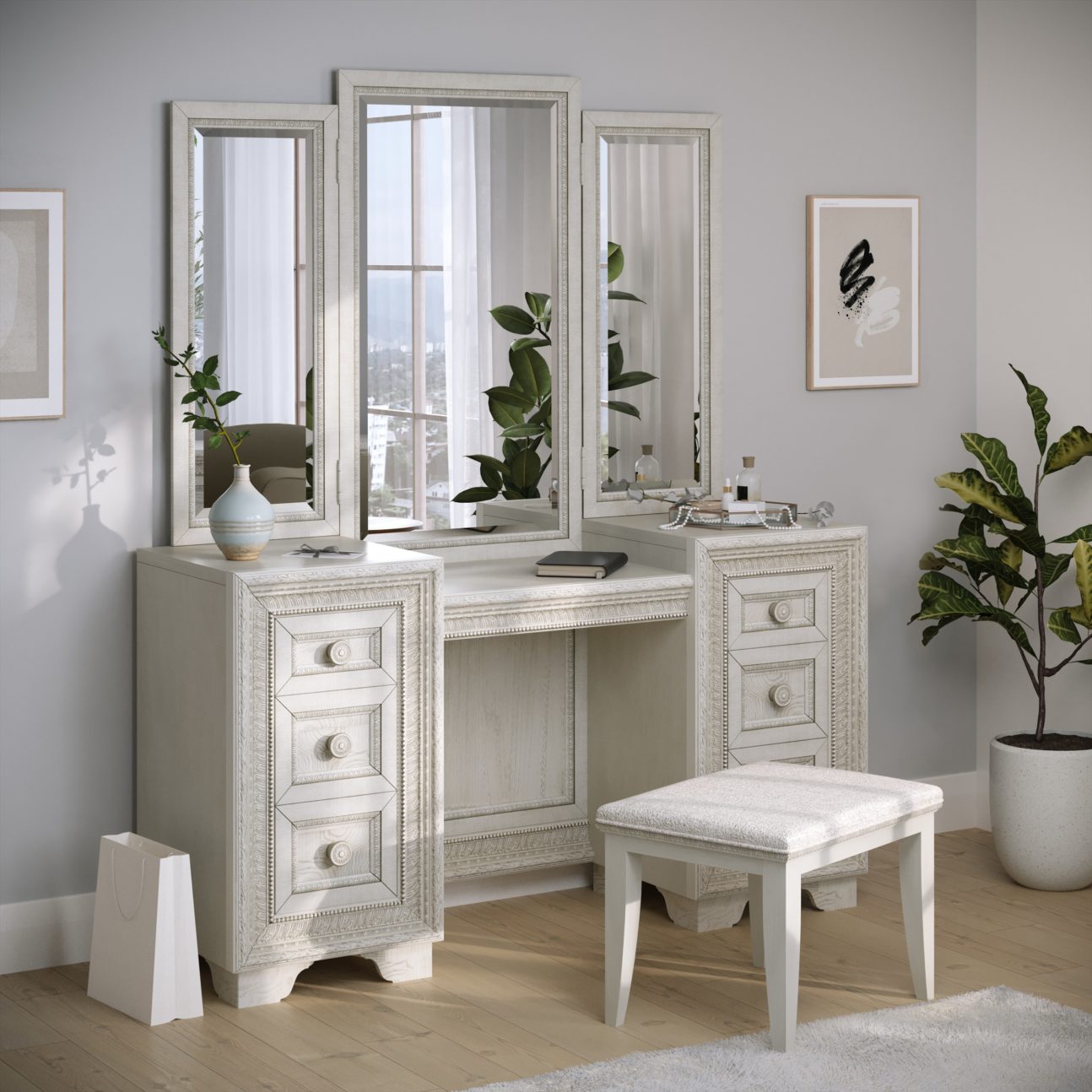 Traditional Champagne Silver Bedroom - Image 10