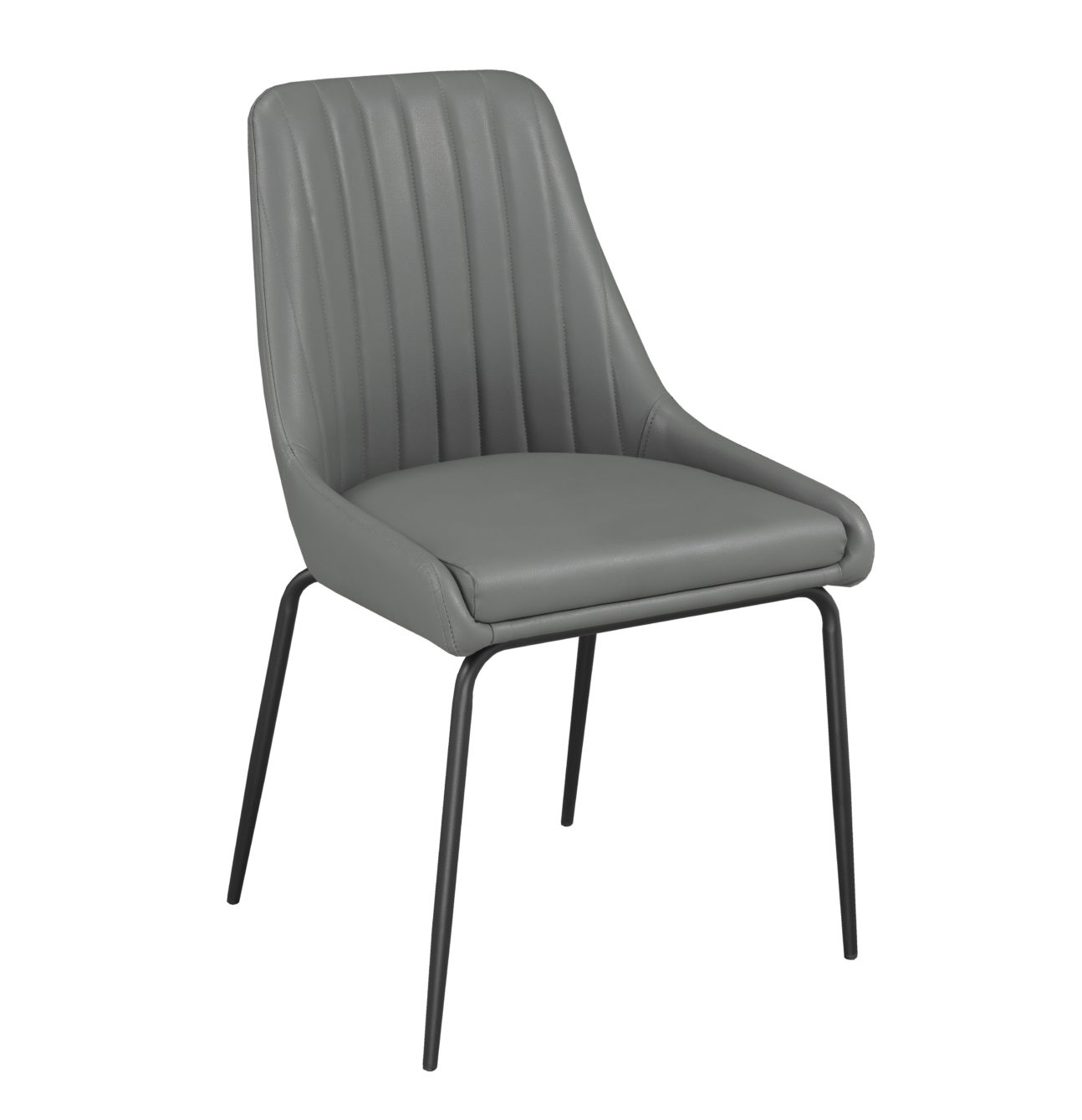 Contemporary Grey Channel Back Dining Chair