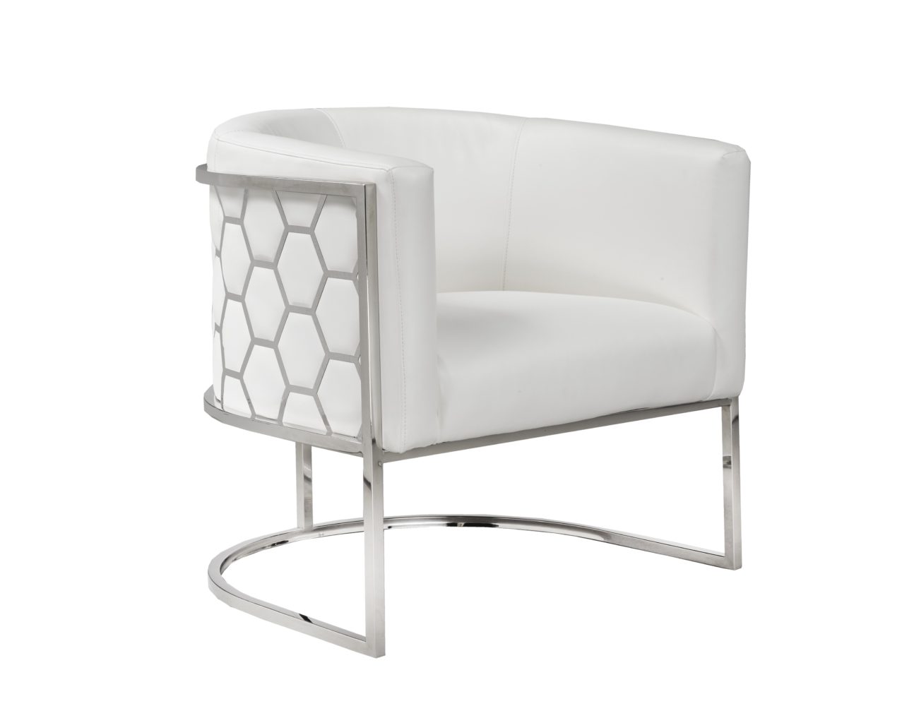 Contemporary White Honeycomb Accent Chair