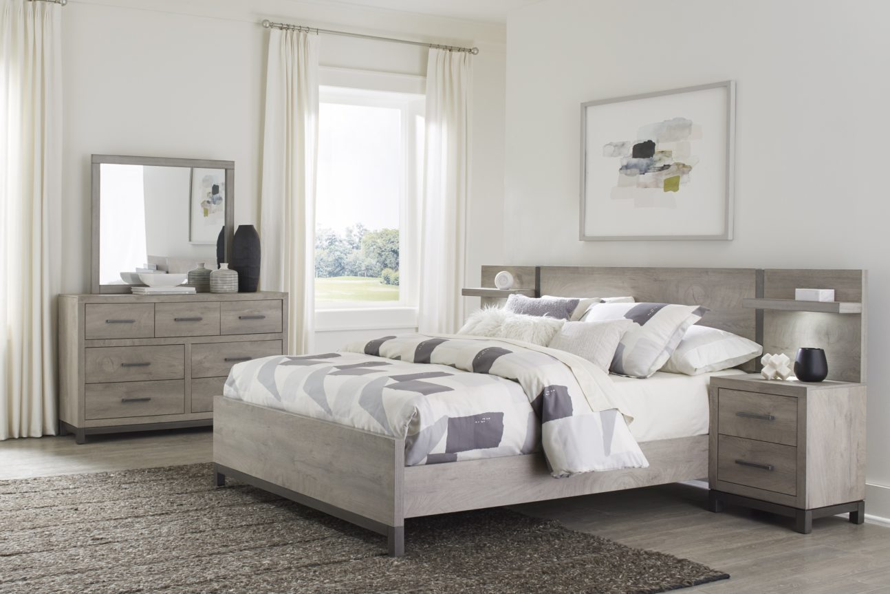Contemporary Washed Grey Bedroom