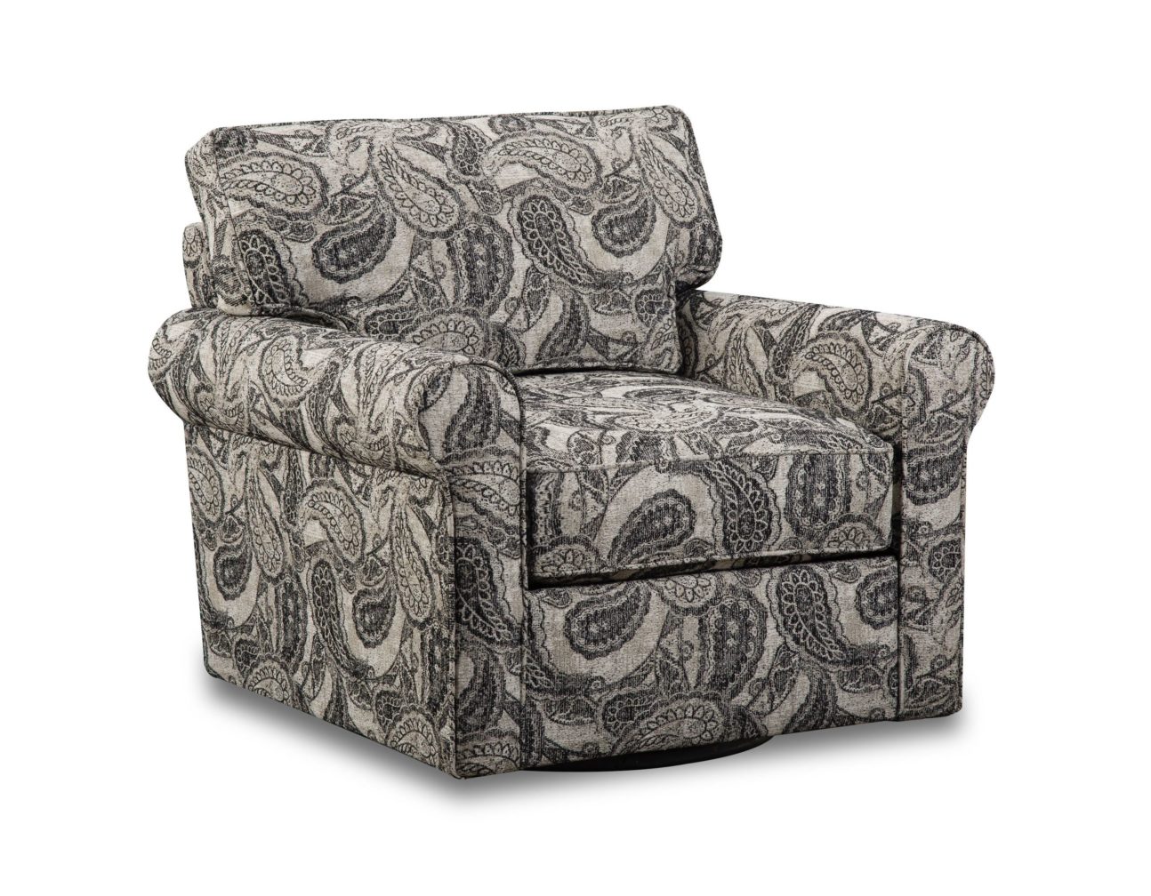 Transitional Paisley Swivel Accent Chair