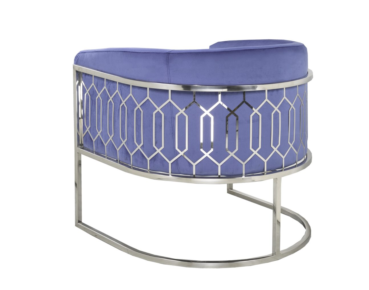 Modern Blue and Chrome Accent Chair - Image 2