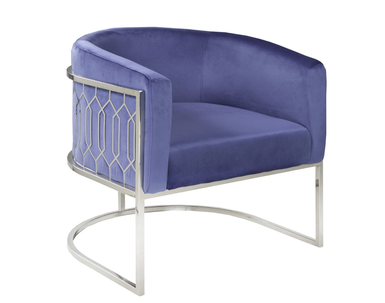 Modern Blue and Chrome Accent Chair