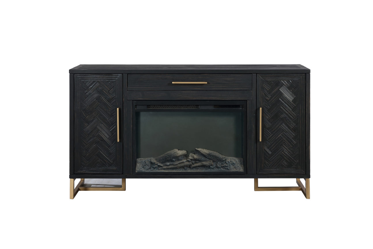 Contemporary Espresso TV Console with Fireplace