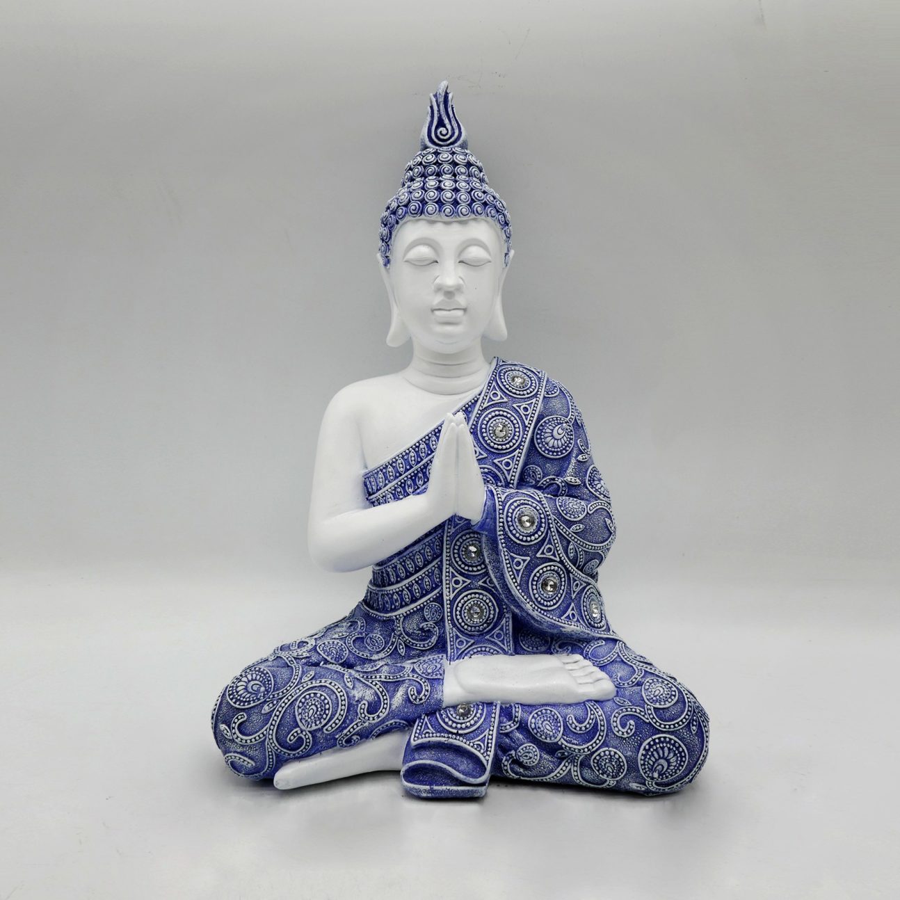 Blue and White Meditating Buddha