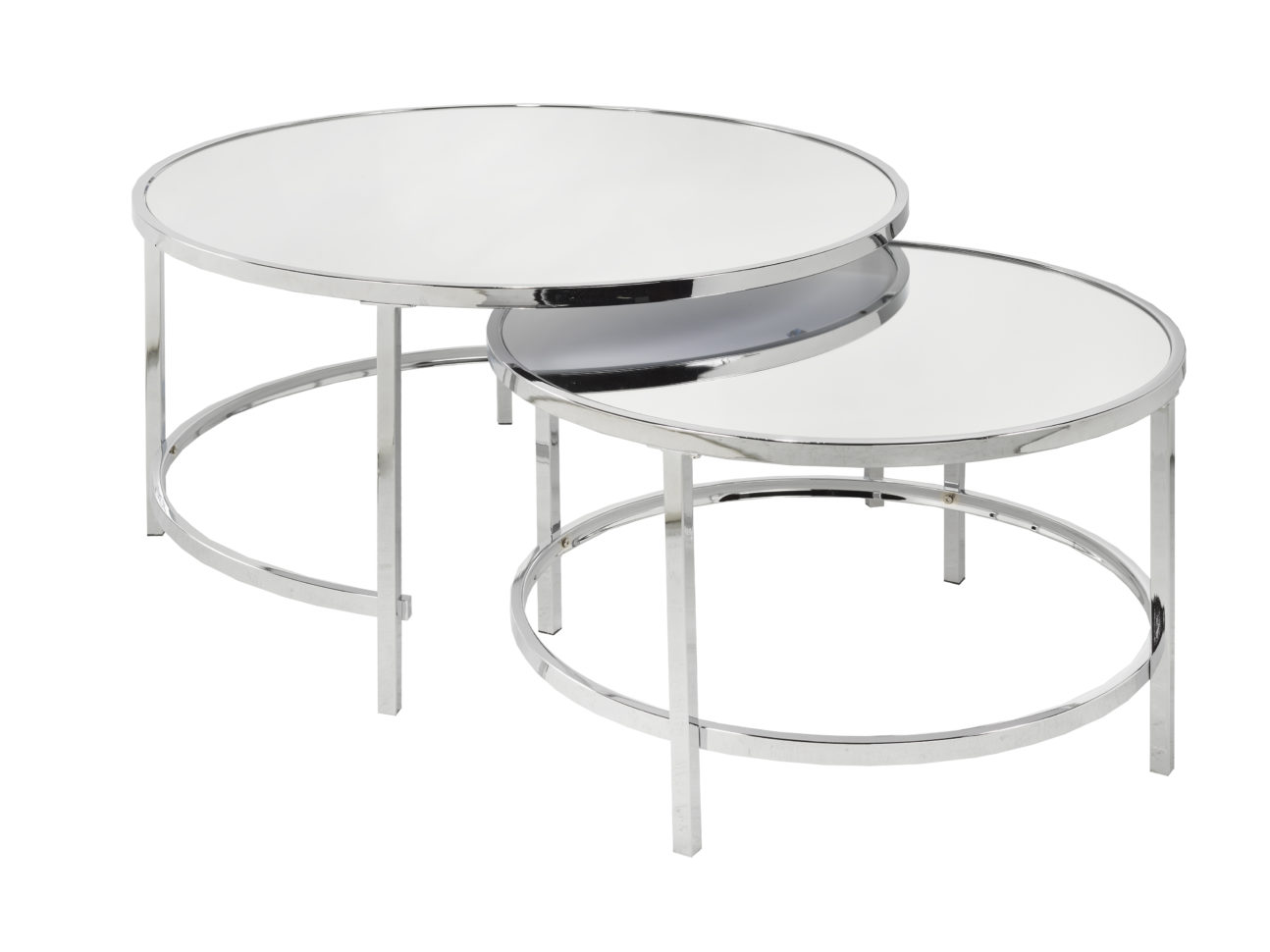 Modern Mirrored and Chrome Occasional Tables