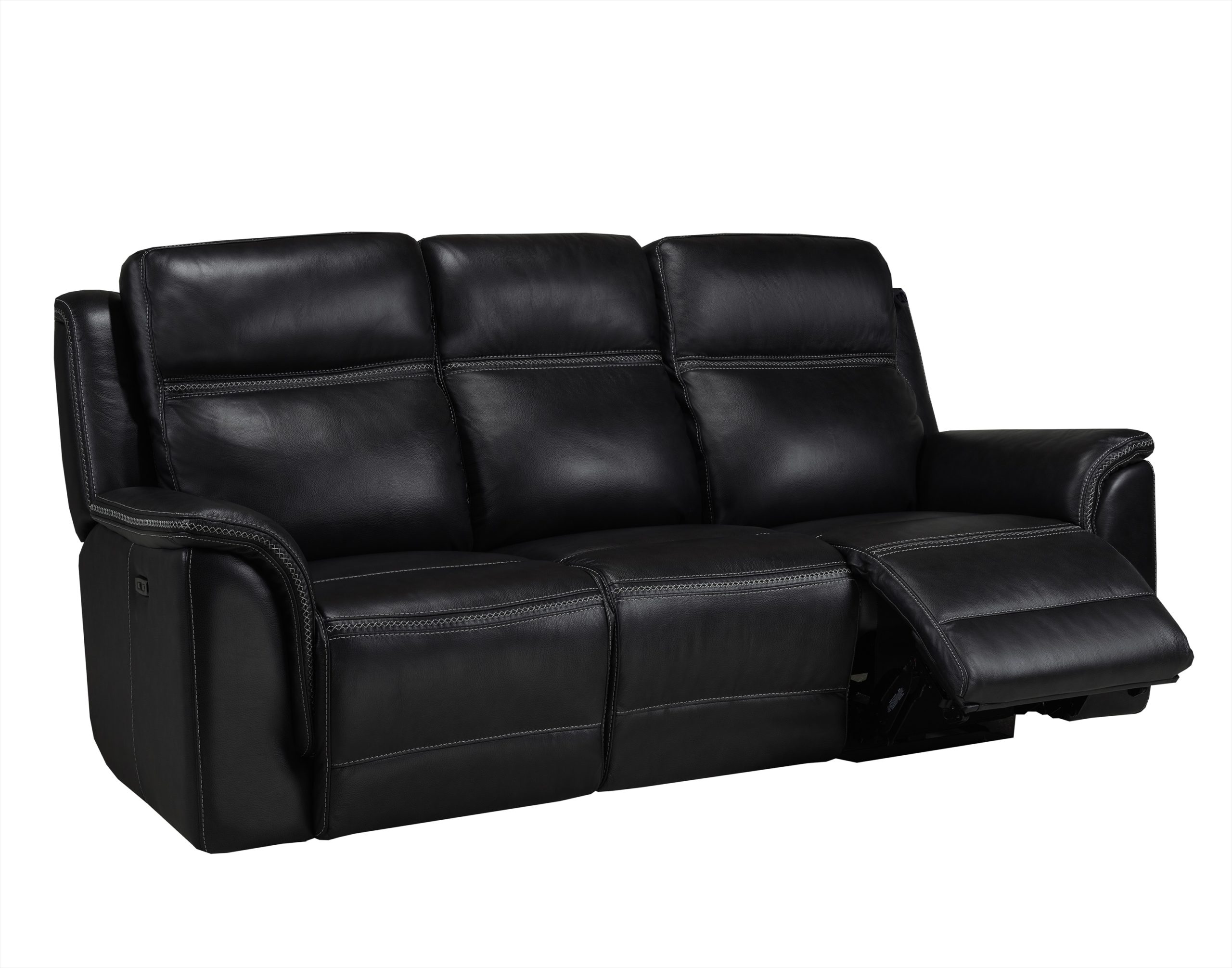 Contemporary Black Leather Match Dual Power Reclining Living Room Arrow Furniture