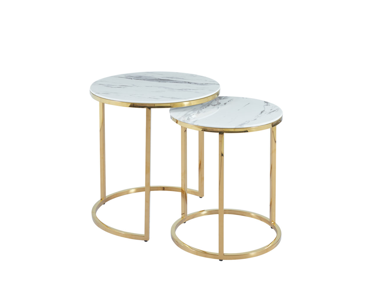 Contemporary Faux Marble and Gold Occasional Tables - Image 2