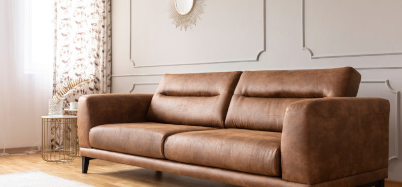 brown, leather, couch,