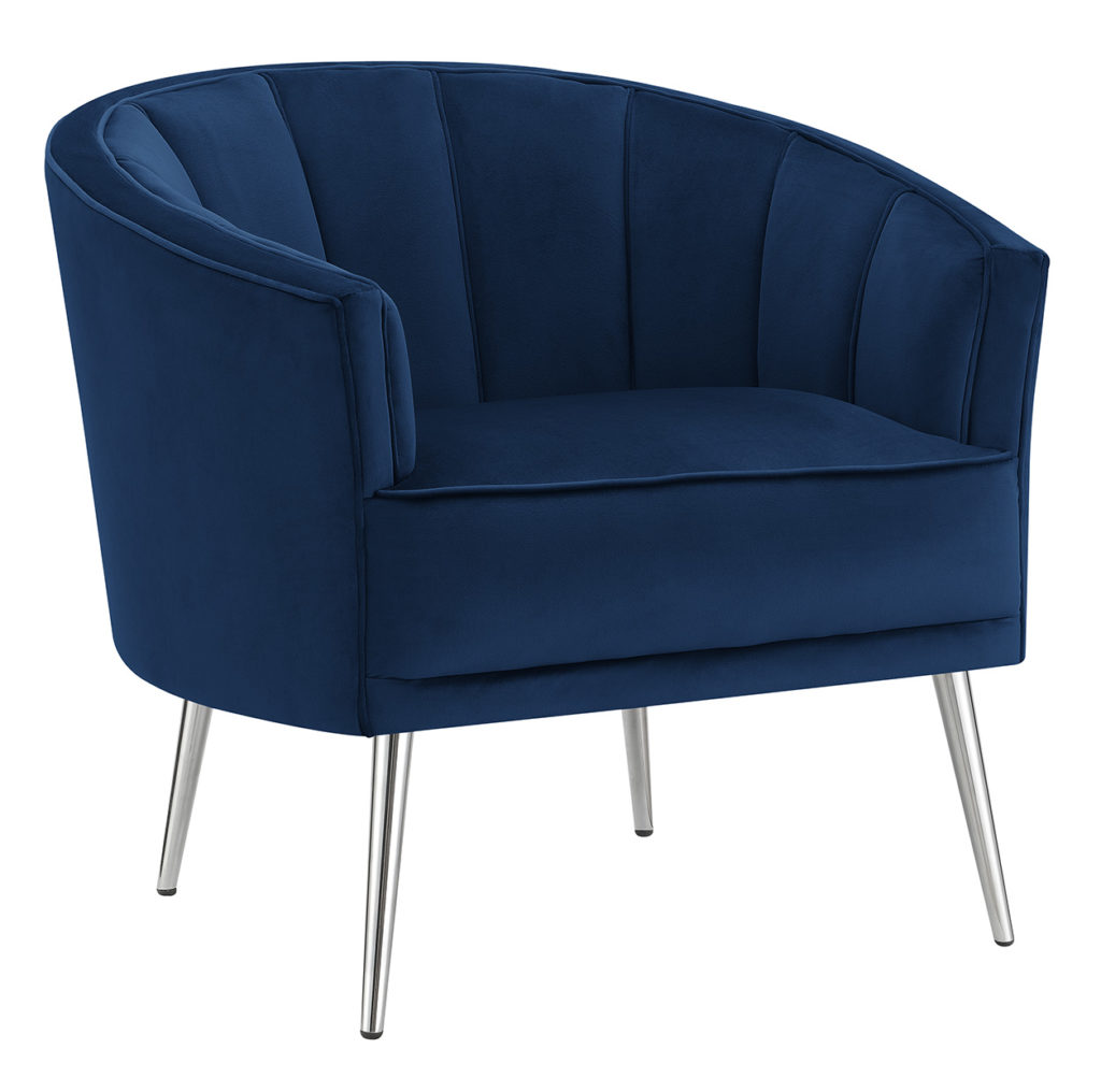 Modern Vertically Tufted Blue Accent Chair Arrow Furniture