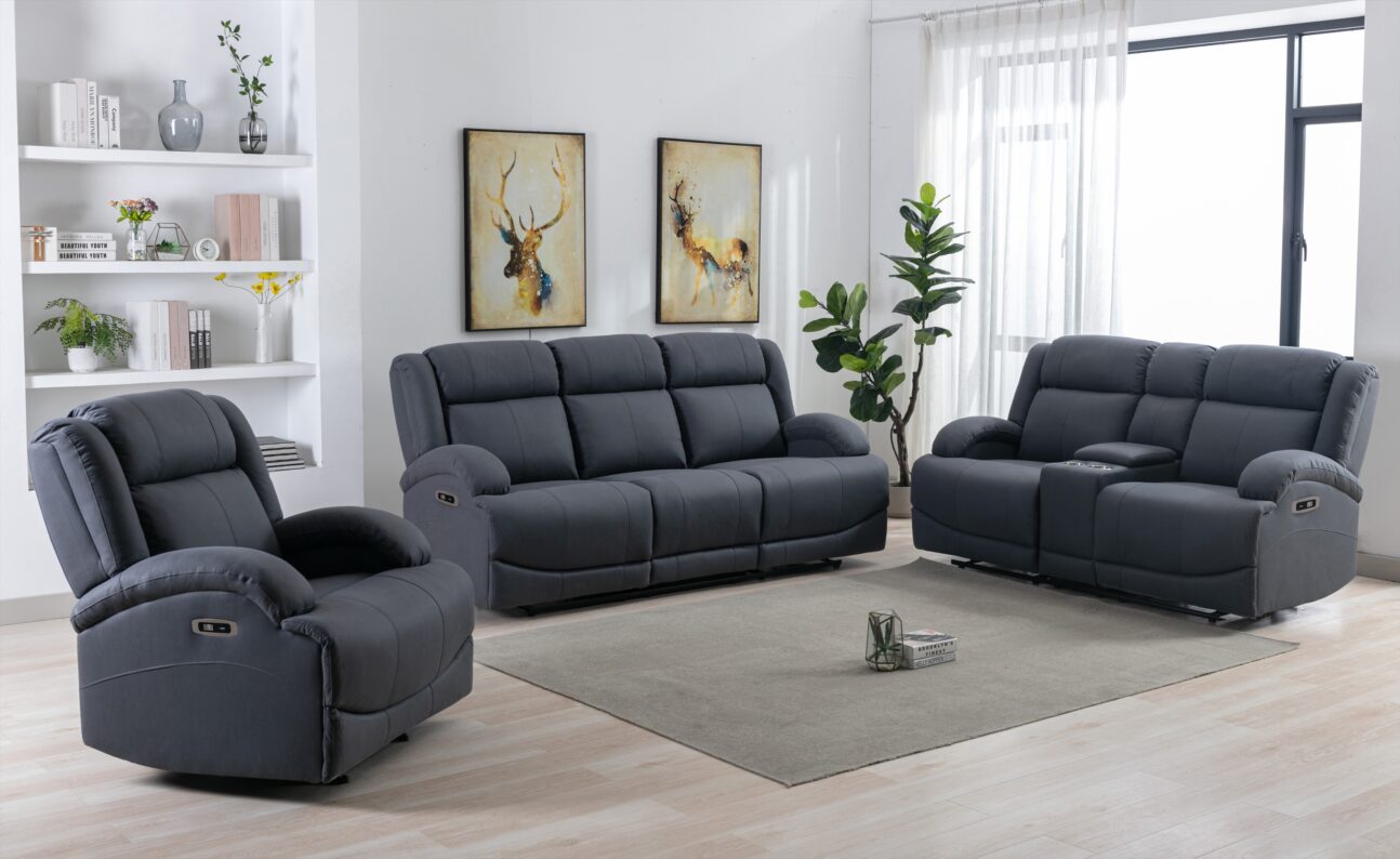 Contemporary Blue Power Reclining Living Room - Image 8