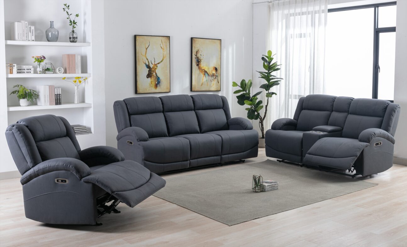 Contemporary Blue Power Reclining Living Room - Image 9