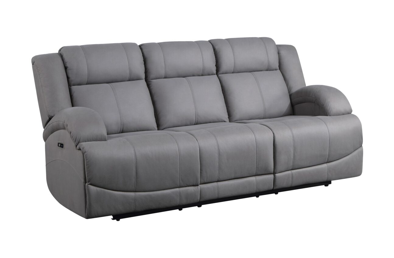 Contemporary Grey Power Reclining Living Room